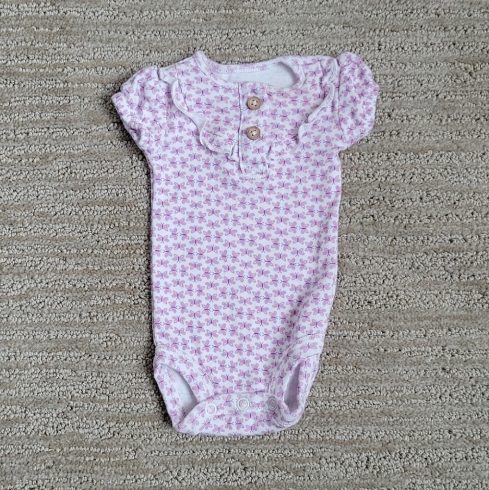 Child of Mine by Carter's Butterfly Ruffle Short Sleeve Bodysuit Size Preemie